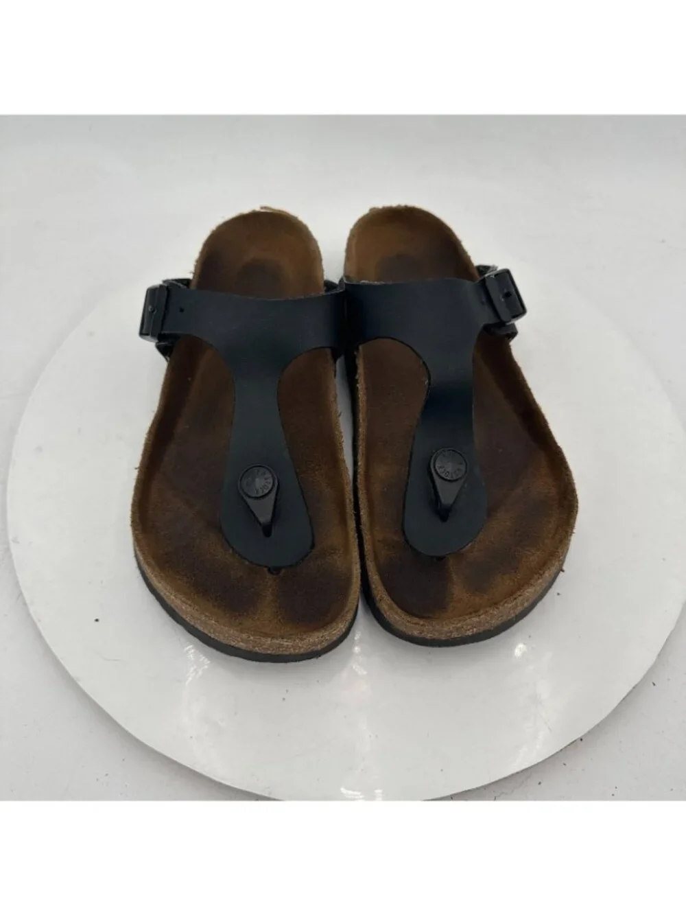 Birkenstock Gizeh Women Size 35 Black Birko-Flor T Strap Thong Leather Sandal